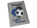 Zeugnismappe mit Namen aus Filz (A4) incl.zeugniss Hefter dokumentenmappe zeugniss mappe personalisiert Fussball Blau Hell