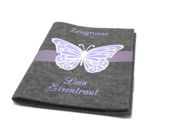Zeugnismappe mit Namen(A4)incl.zeugniss Hefter Butterfly