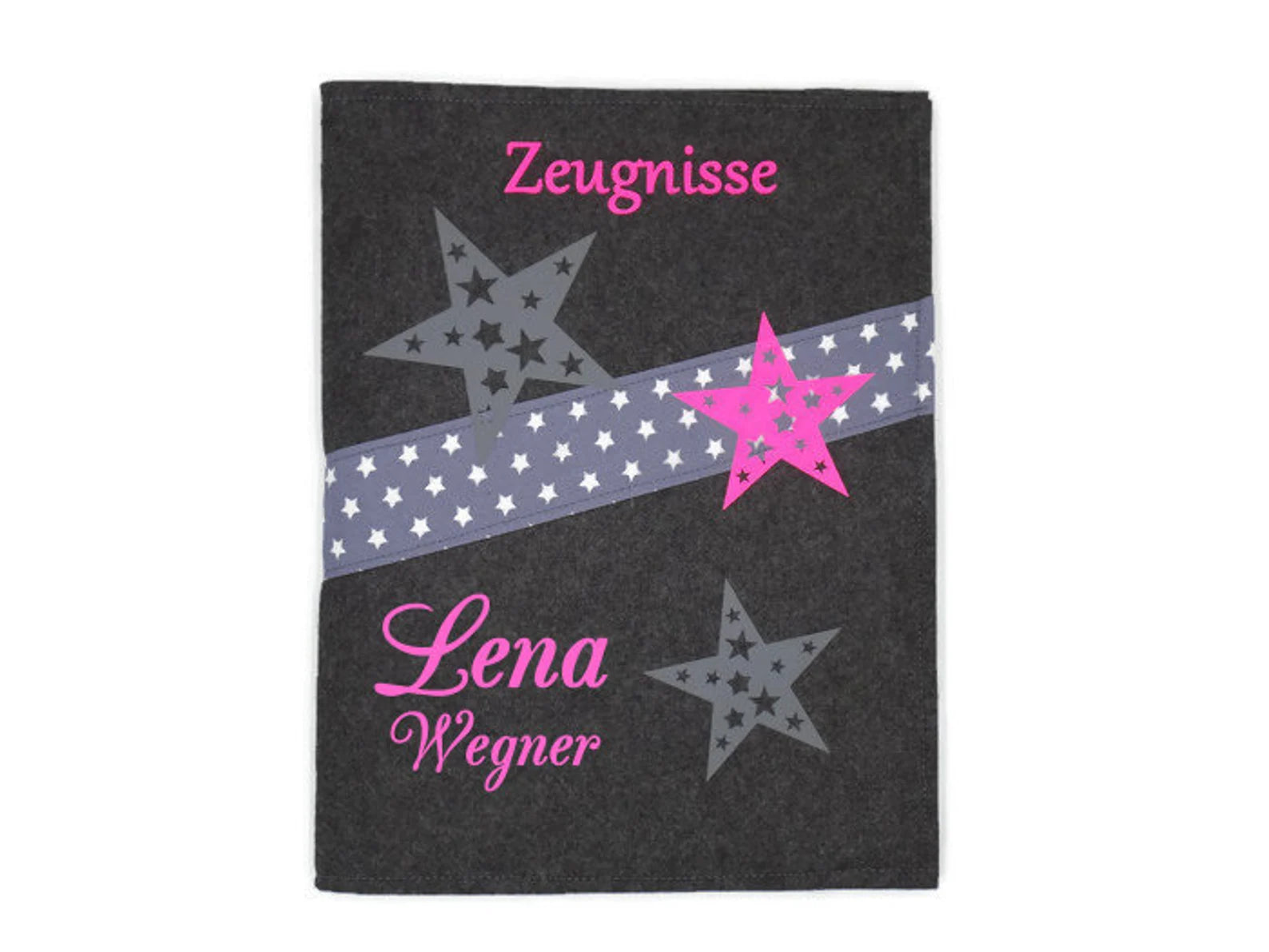 Zeugnismappe mit Namen(A4)incl.zeugniss Hefter Pink