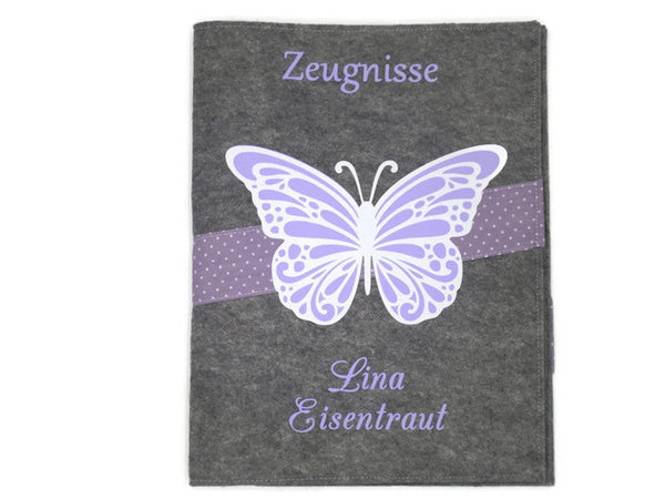Zeugnismappe mit Namen(A4)incl.zeugniss Hefter Butterfly