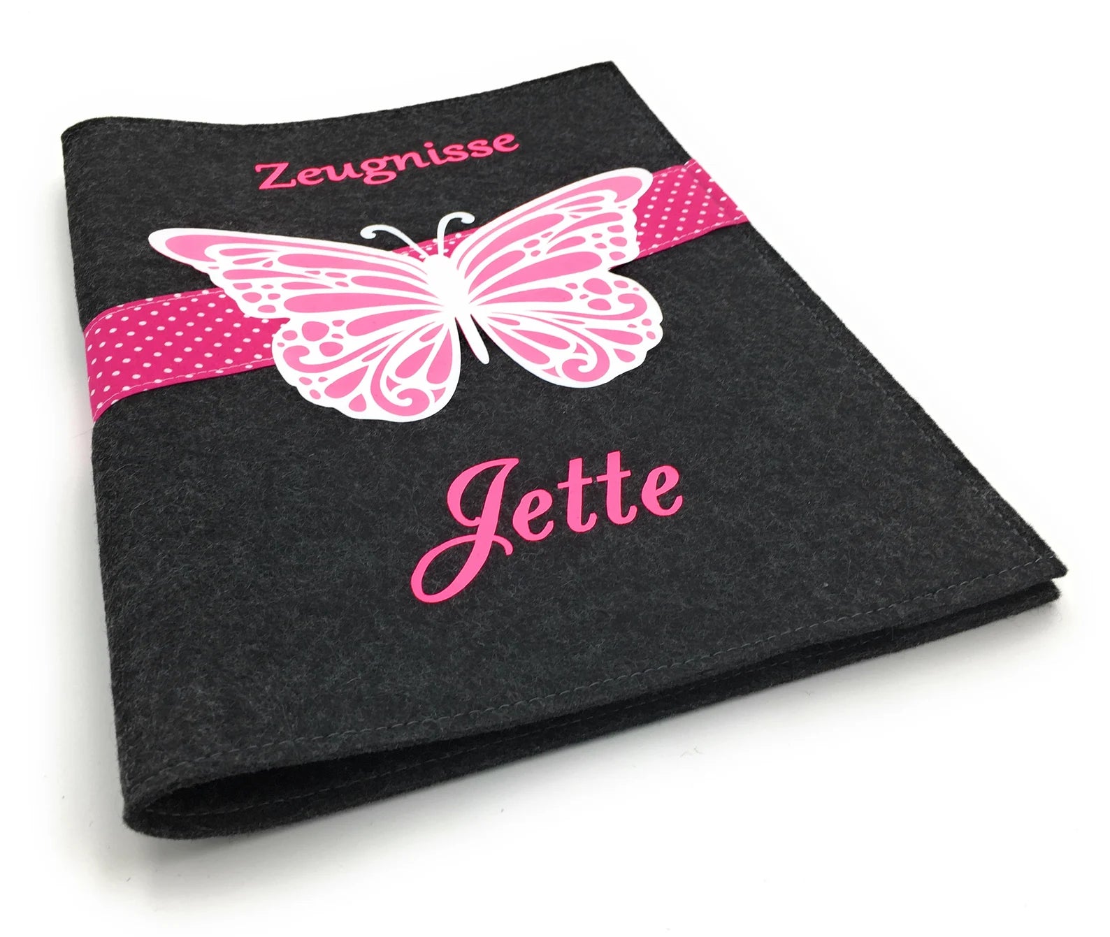 Zeugnismappe mit Namen(A4)incl.zeugniss Hefter Butterfly Dokumentenmappe pink