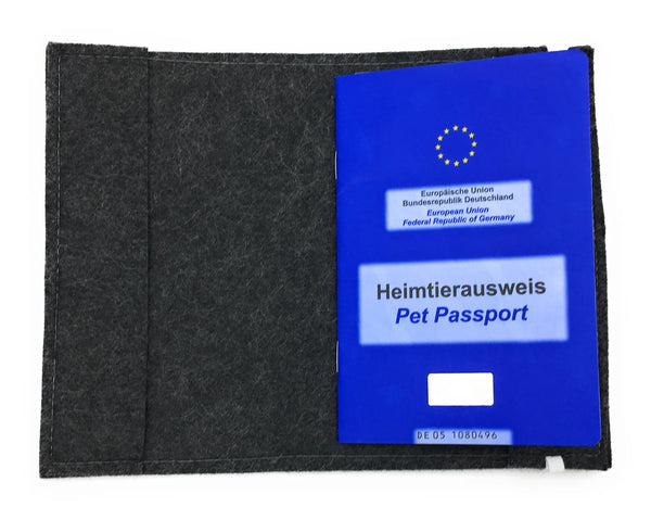 EU-Heimtierausweis / Impfpass / Herz Pfote Blau/ mit Namen Hülle Hund