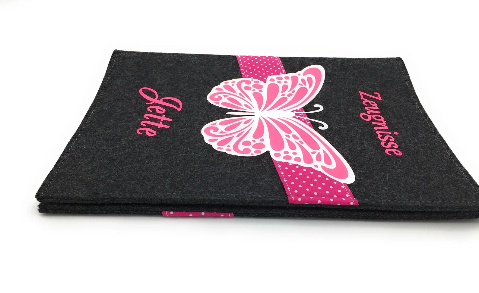 Zeugnismappe mit Namen(A4)incl.zeugniss Hefter Butterfly Dokumentenmappe pink