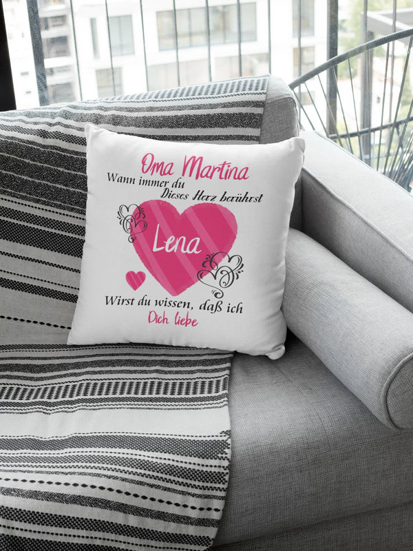 Kissen Oma geschenk mit Namen herzberührt Individuell personalisiert einzahl mehrzahl enkelnamen dekokissen