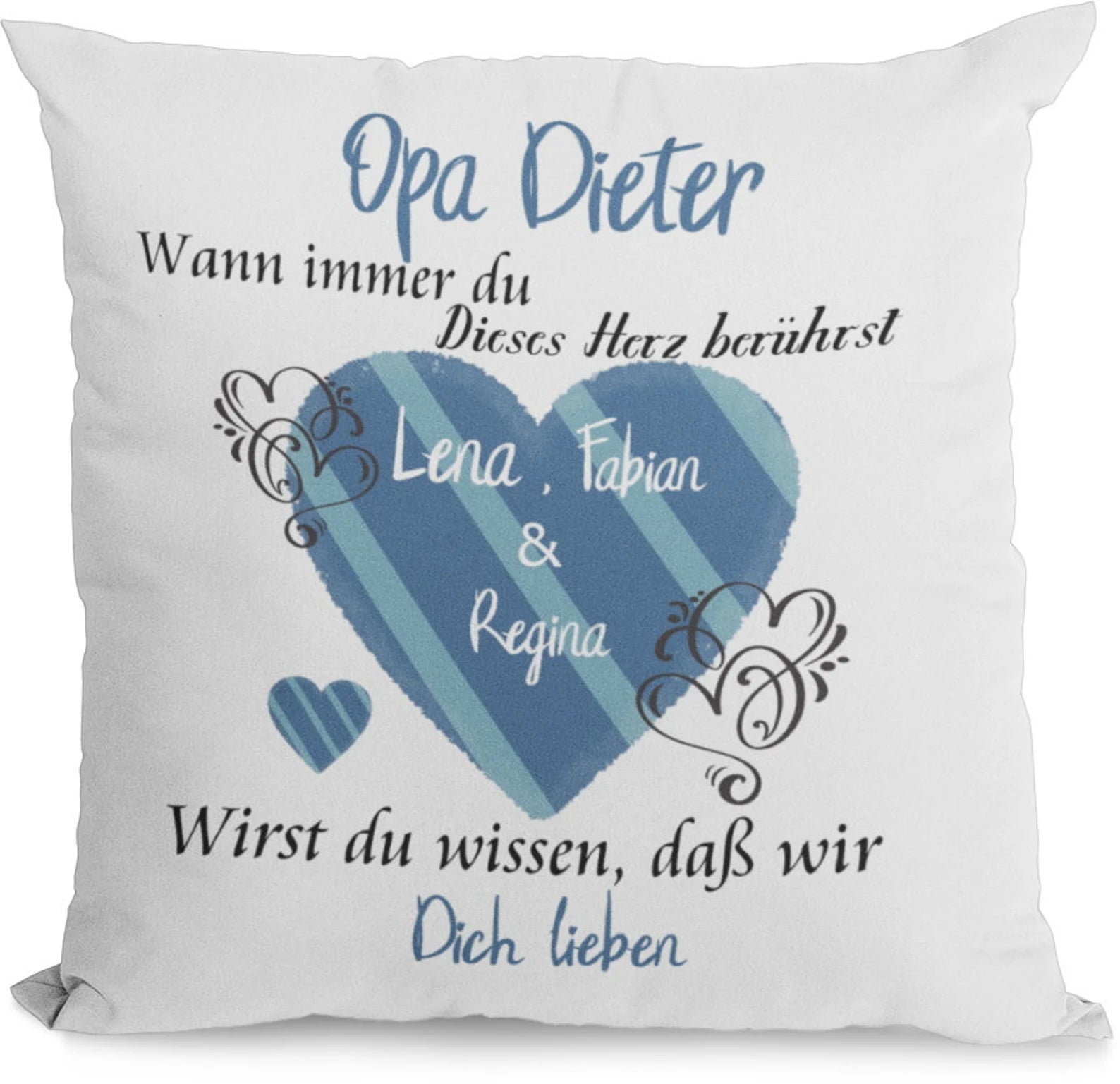 Kissen Opa geschenk mit Namen Herzberührt Individuell personalisiert einzahl mehrzahl enkelnamen dekokissen