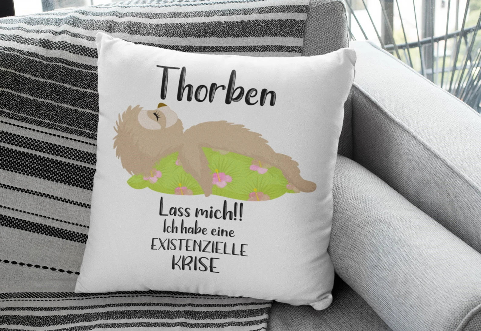 Kissen mit Namen Faultier Lass mich ,Krise Geschenk geburtstag lustiges geschenk