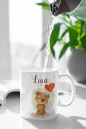 Tasse mit namen Teddybär Herzbalon mit wunschname personalisiertes geschenk
