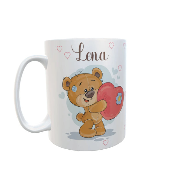 Tasse mit namen Teddybär grosses herz mit wunschname personalisiertes geschenk