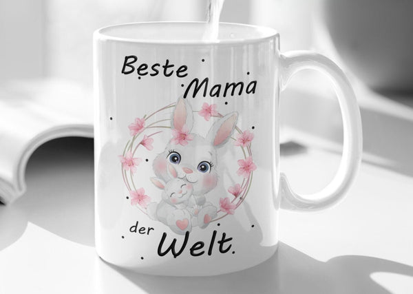 Mama Tasse mit Spruch Muttertag geschenk muttertagsgeschenk danke beste Mama der welt geschenkidee hase mit kind