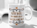 Tasse mit Spruch geh weg du unnötiger sozialkontakt Kaffeebecher Bürotasse lustige Tasse