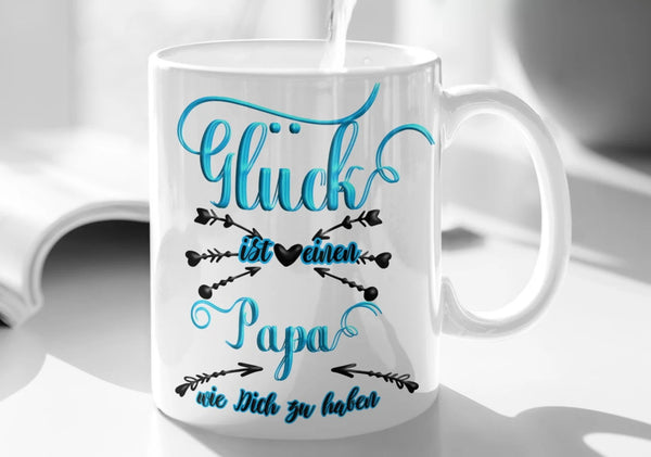 Papa Tasse mit Spruch geschenk Vatertag Glück ist einen Papa wie Dich zu haben Geschenkidee Männertag