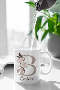 Tasse mit Buchstabe Blumen personalisiert Tasse mit Namen Buchstabentasse beidseitig bedruckt Geschenke für Frauen